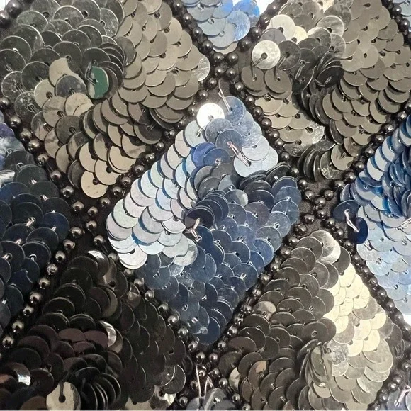 VTG Stenay Sequin Blue Dress SZ 10 Glam Party Wedding Cocktail Diamond - Picture 9 of 15